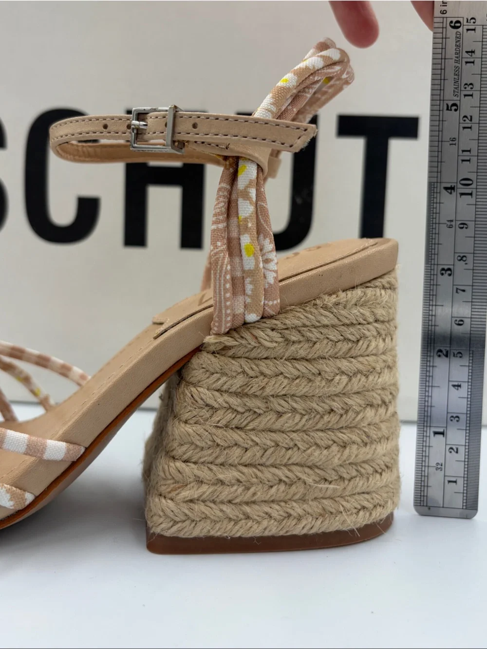 SCHUTZ Tan Sandal with Multicolor Braided Straps